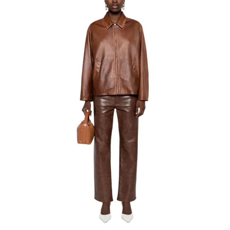 PRADA Triangle Logo Leather Jacket-2