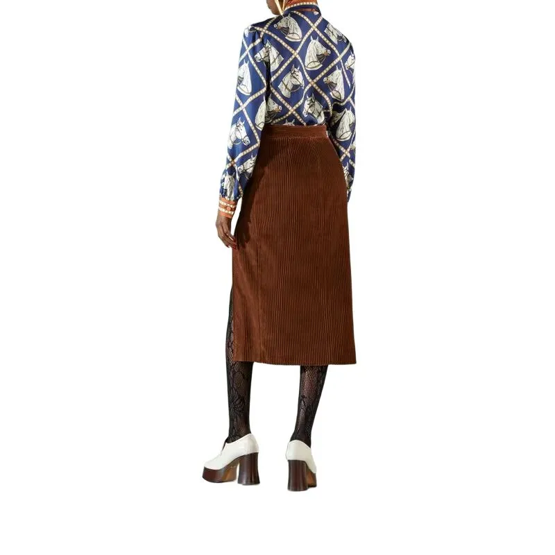 GUCCI Denim Long Skirts Women's Brown-2