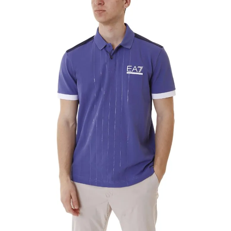 EMPORIO ARMANI EA7 SS24 Polo Shirt Men's Royal Blue-3