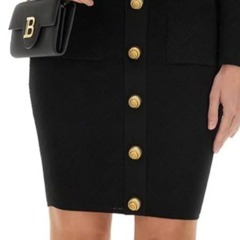 BALMAIN Herringbone Patterned Pencil Skirt-4