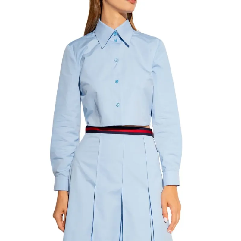 GUCCI Cropped Poplin Shirt-1