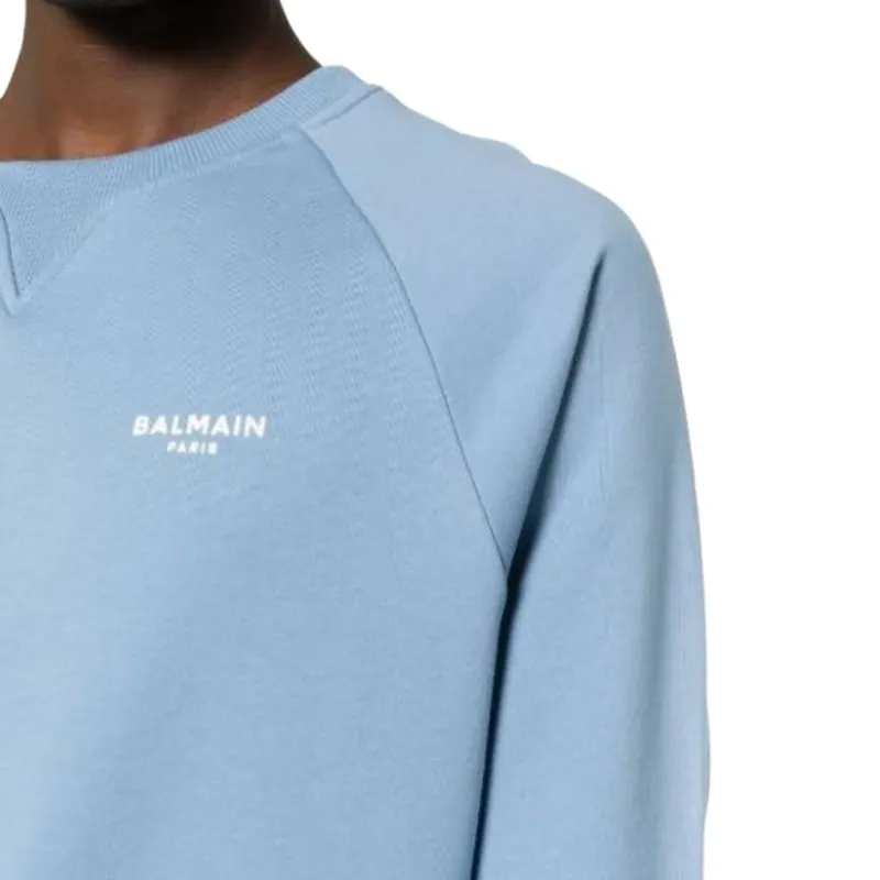 BALMAIN Logo-Flocked Crewneck Sweatshirt-3