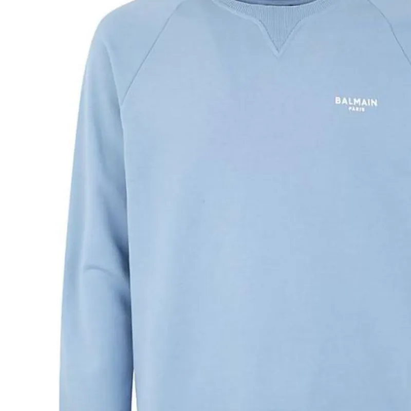 BALMAIN Logo-Flocked Crewneck Sweatshirt-4
