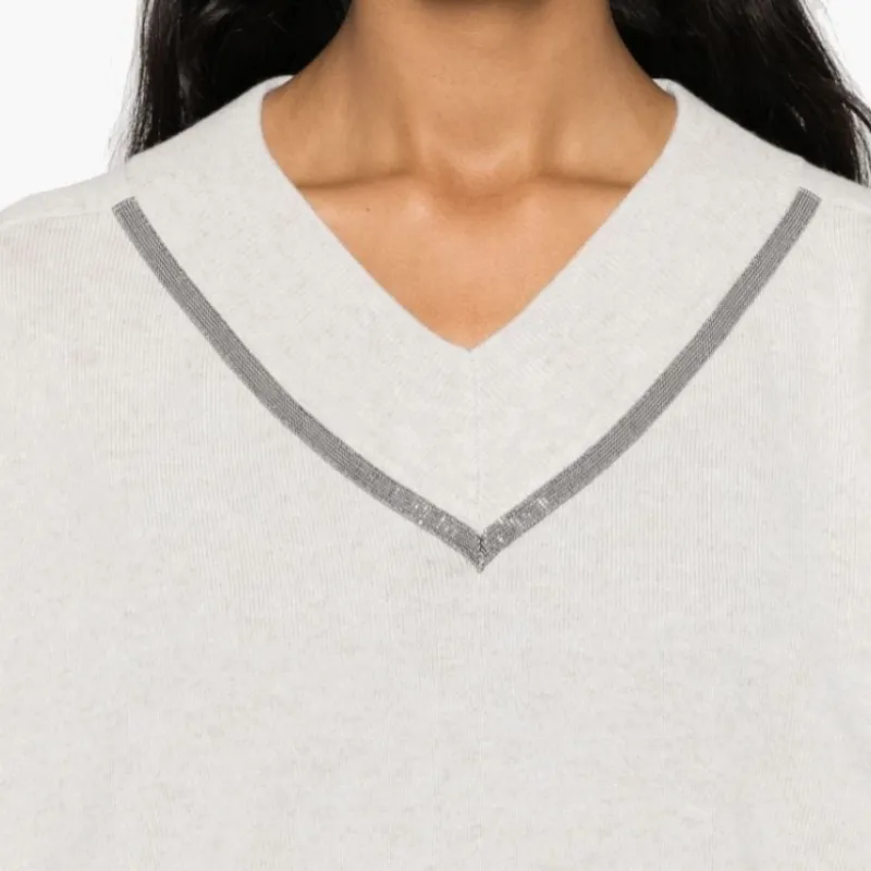 Brunello Cucinelli Monili chain V neck Jumper-4