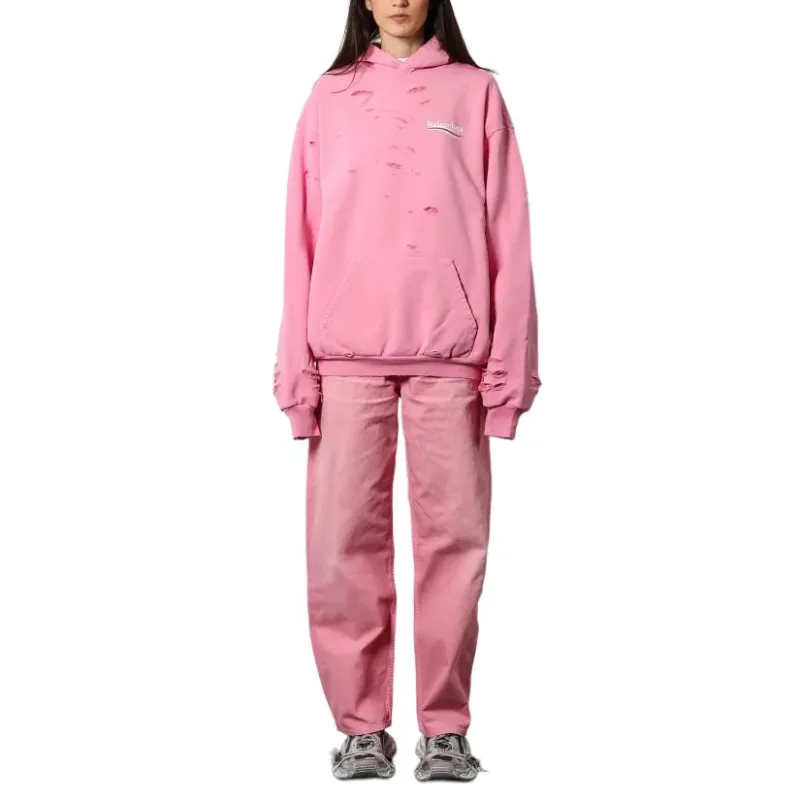 Balenciaga Logo Printed Distressed Hoodie-2
