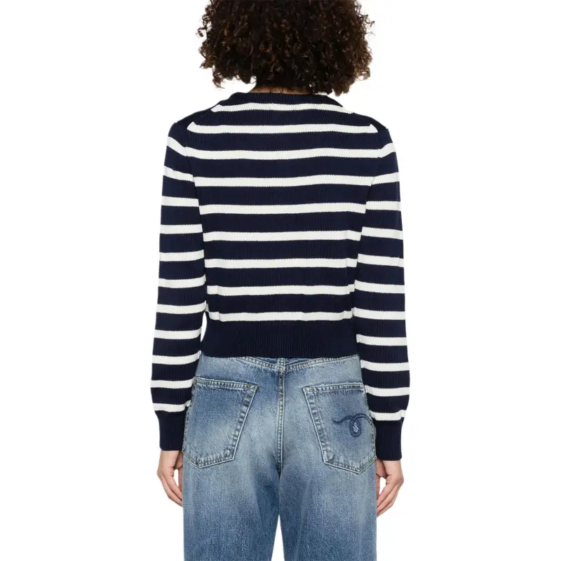 Polo Ralph Lauren Pony Striped Cable Cardigan Navy/White Multi-2
