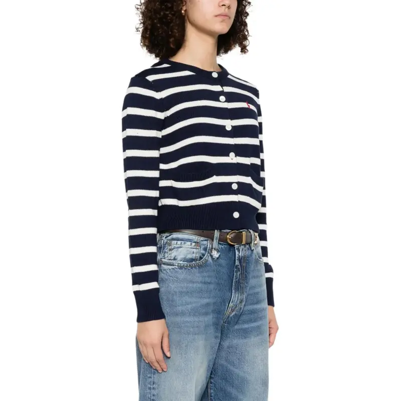 Polo Ralph Lauren Pony Striped Cable Cardigan Navy/White Multi-3