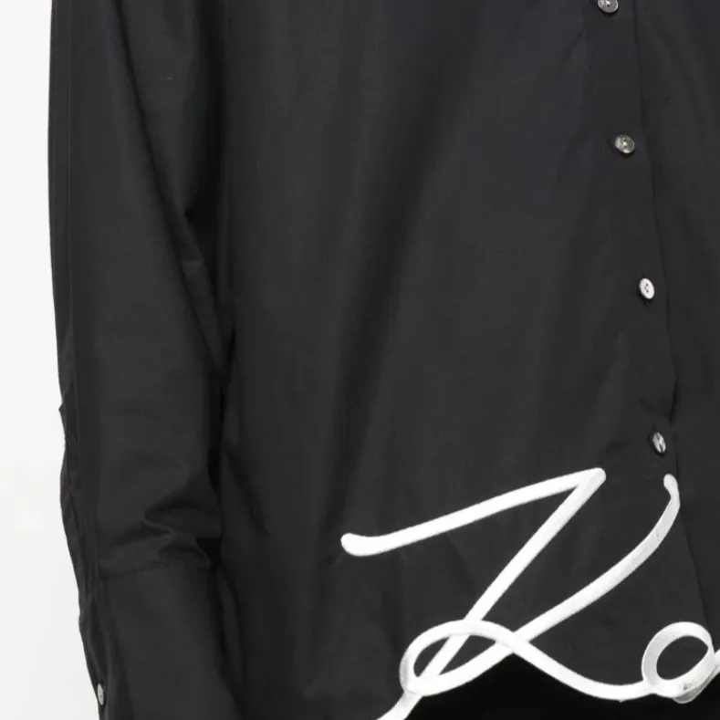 KARL LAGERFELD Signature-embroidery Organic Cotton Shirt-4