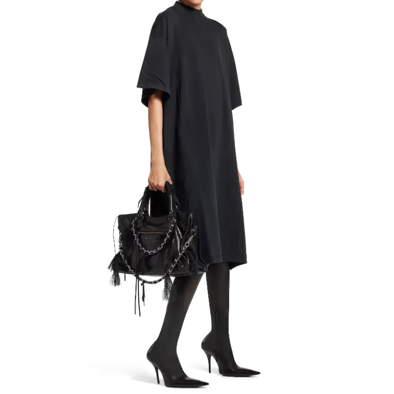 Balenciaga Mockneck Short Sleeve T Shirt Dress-2
