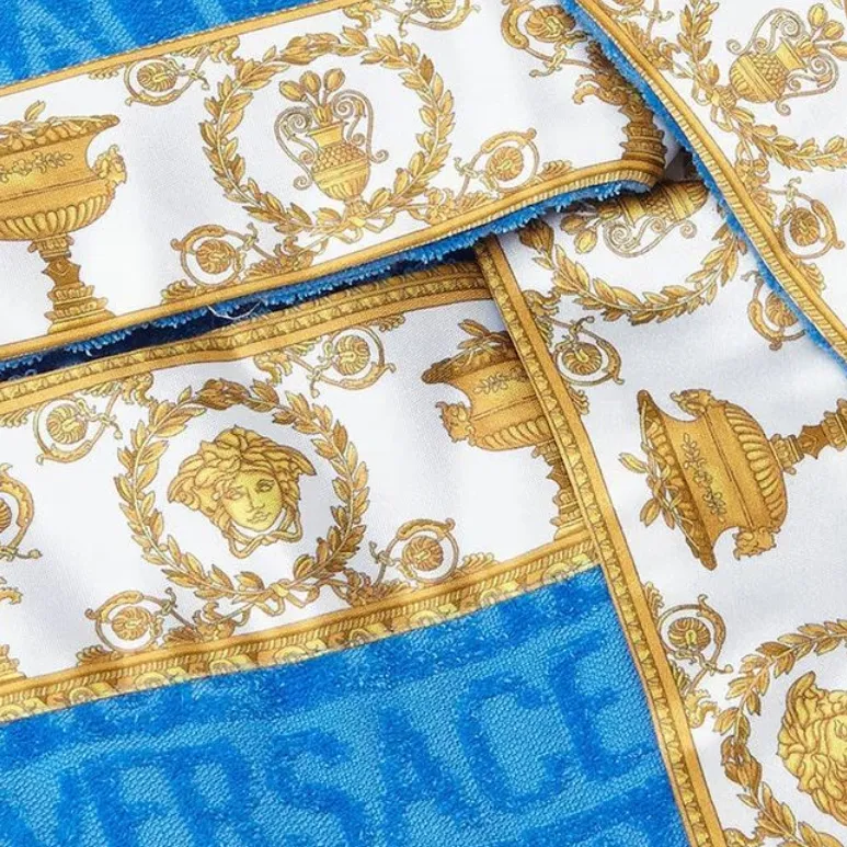 VERSACE Belted Logo Monogram Hooded Robe-2