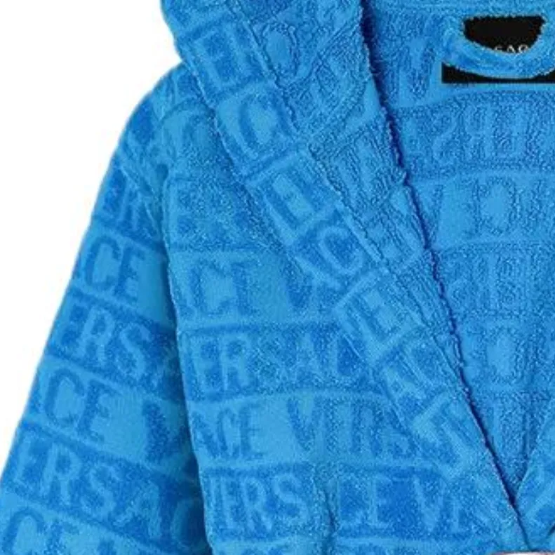 VERSACE Belted Logo Monogram Hooded Robe-3