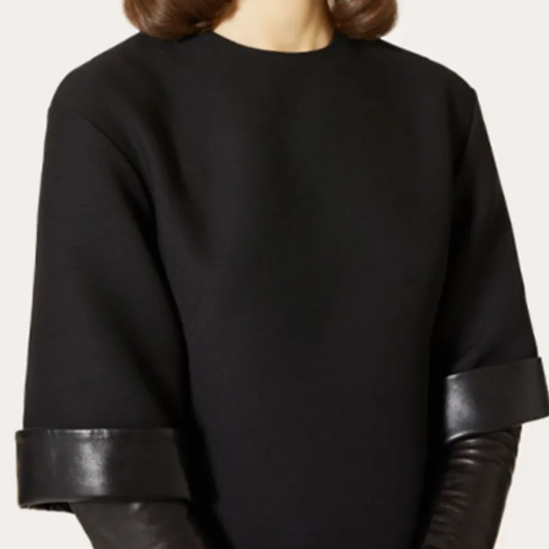 Valentino Couture Leather Trim Shift Dress-4