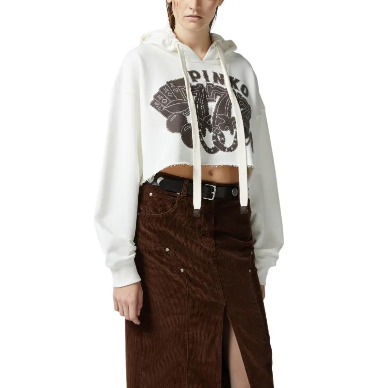 PINKO Y2K Cards Cotton Cropped Hoodie-2