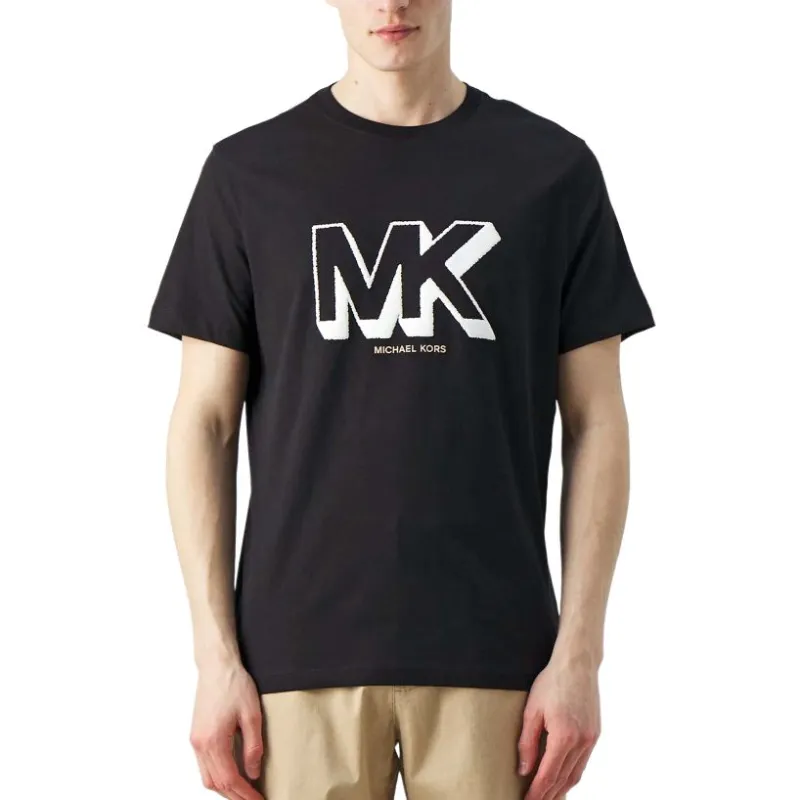 MICHAEL KORS Letter Logo Print Crew Neck Short Sleeved T Shirt T Shirt Men's Black-2