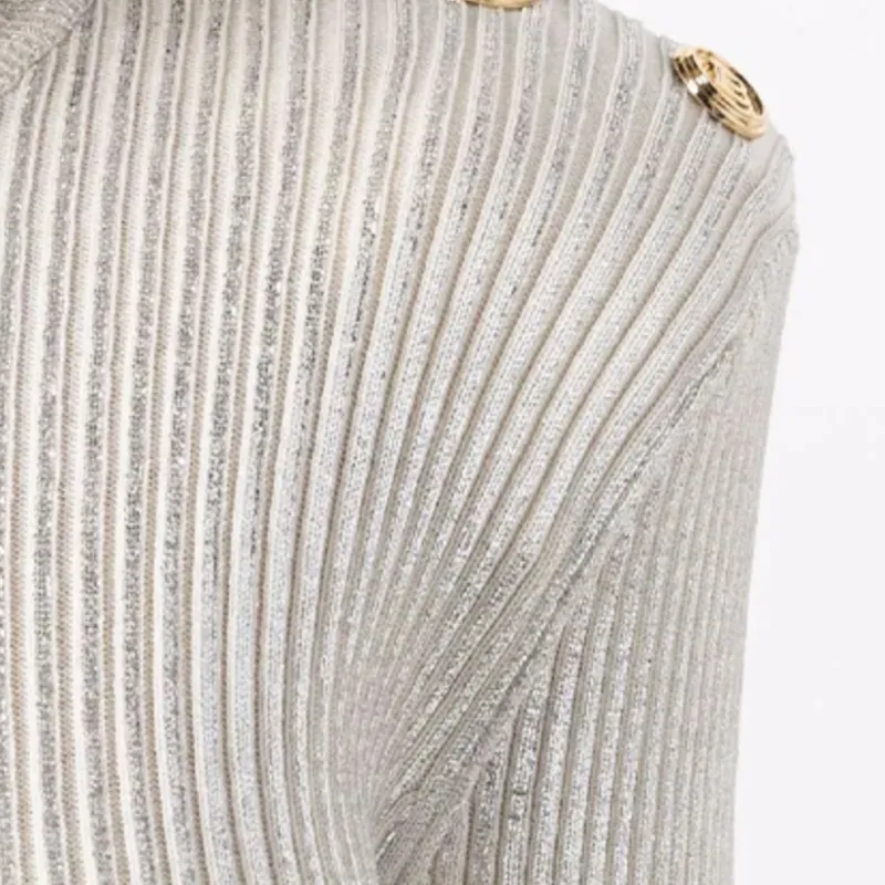 BALMAIN FW21 Slim Fit Sweater Women's Silver-4