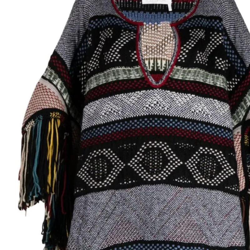 Chloé Jacquard Wool blend Poncho-2