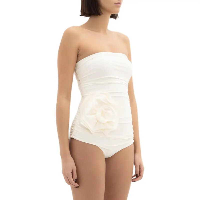 Magda Butrym Flower Appliqué Strapless Swimsuit-1