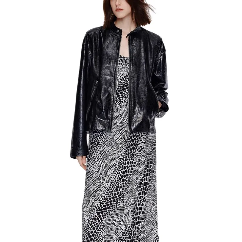 KARL LAGERFELD SS25 Leather Jacket Women's Black-2