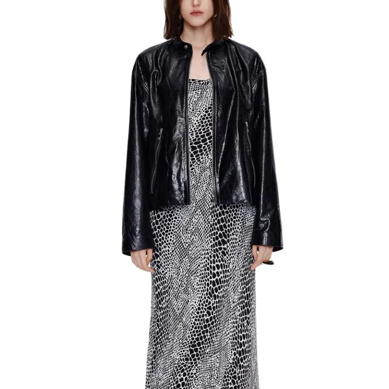 KARL LAGERFELD SS25 Leather Jacket Women's Black-1