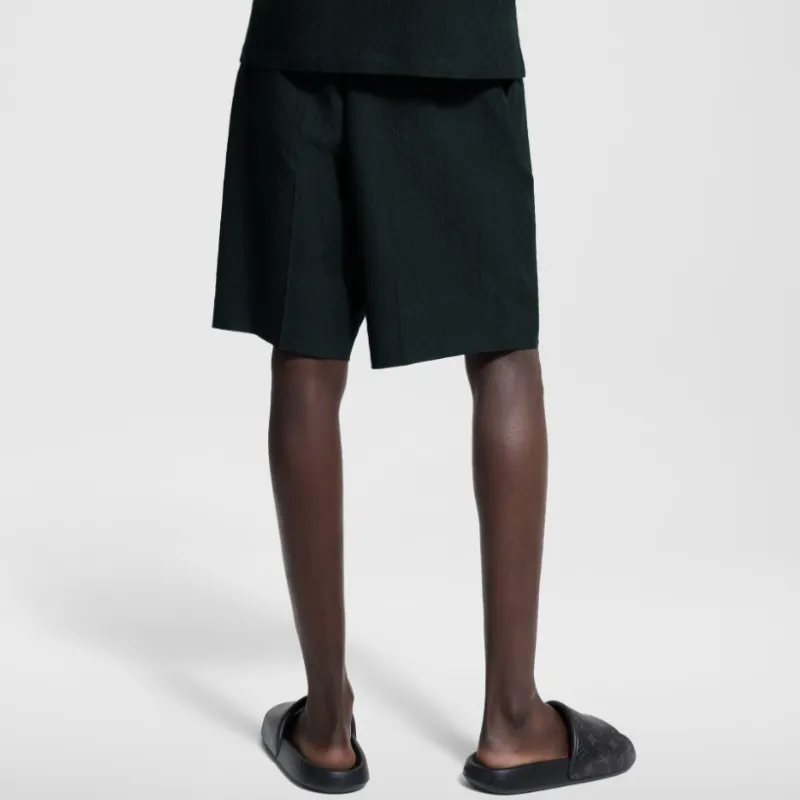 LOUIS VUITTON Mini Monogram Silk Cotton Blend Tailored Shorts-2