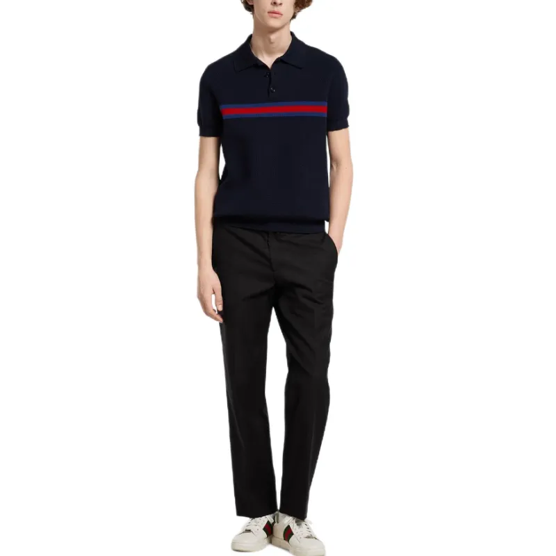 GUCCI Polo Shirt Men's Marine Blue-1