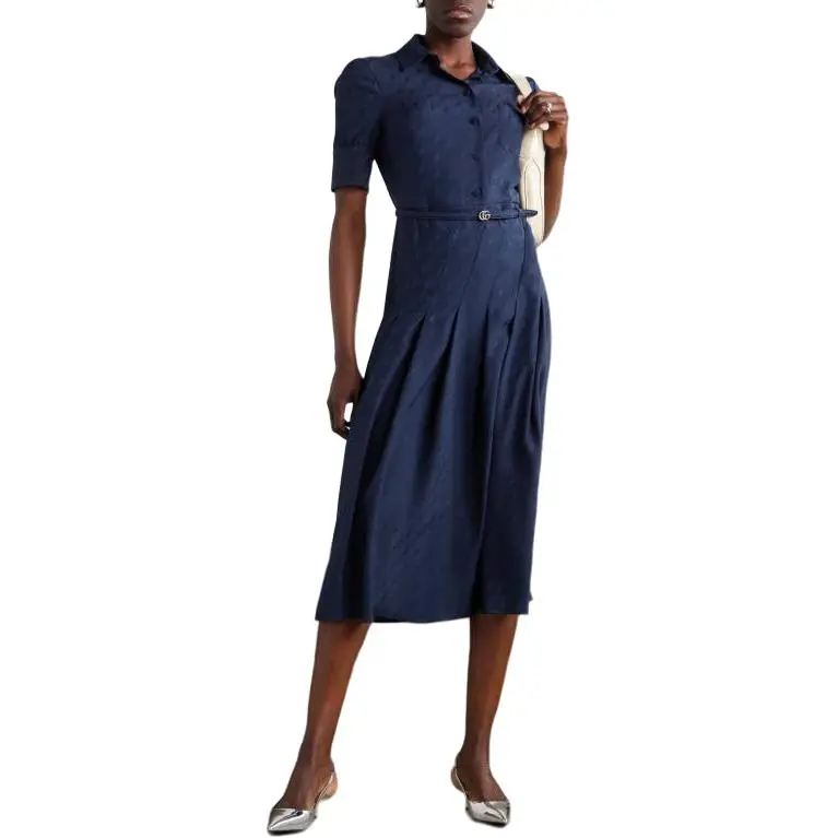 GUCCI Short Sleeved Dress Women's Blue-1