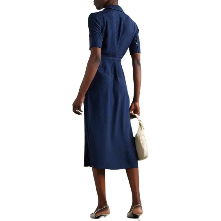 GUCCI Short Sleeved Dress Women's Blue-2