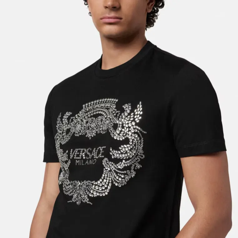 VERSACE Crystal crest T shirt-4