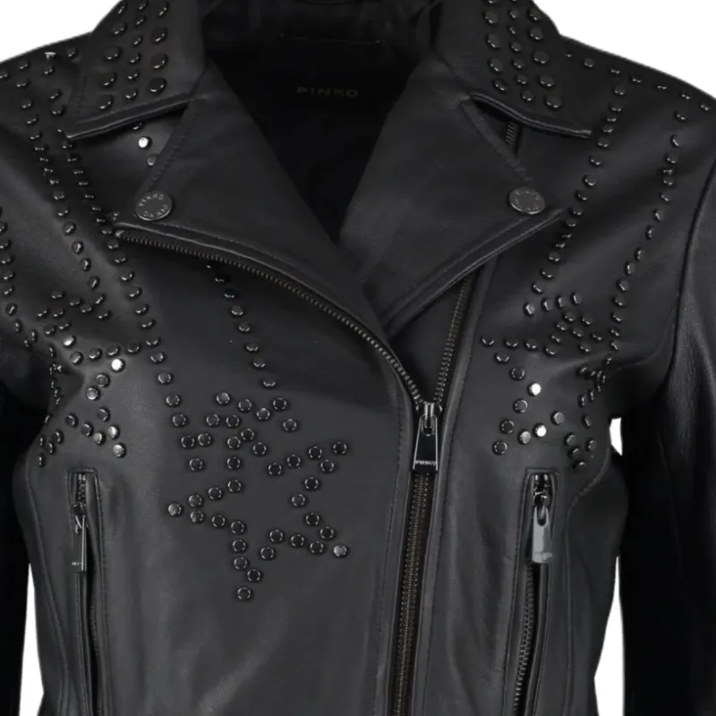 PINKO Leather Jacket Women's Black-2