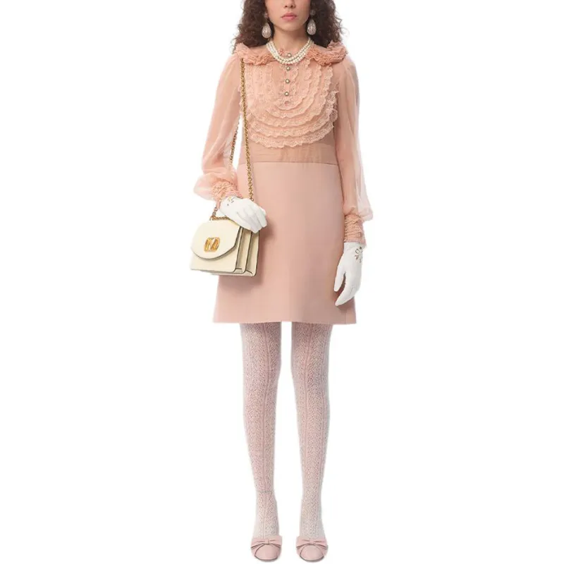 Valentino Crepe Couture Lace Detailed Dress-2