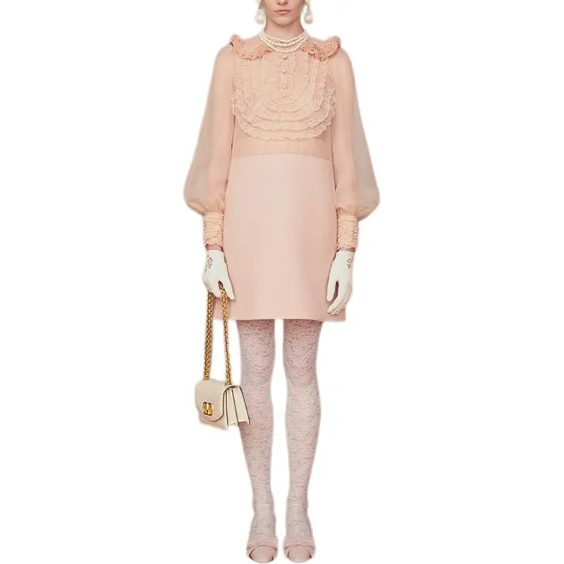 Valentino Crepe Couture Lace Detailed Dress-1