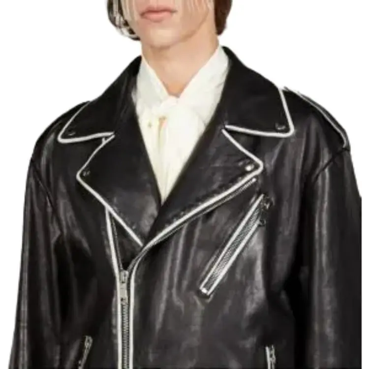 GUCCI Leather Jackets Men Black-4