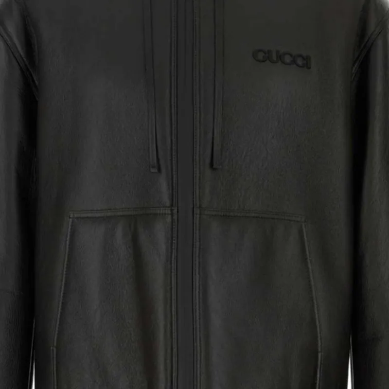 GUCCI FW24 Leather Jacket Men's Black-3