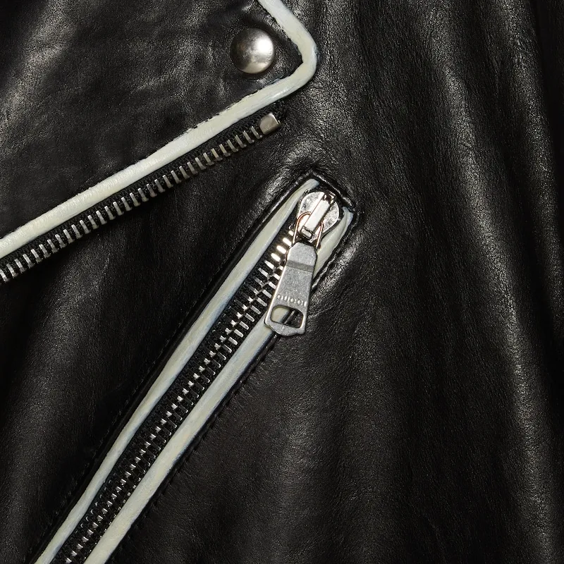 GUCCI Leather Jackets Men Black-5