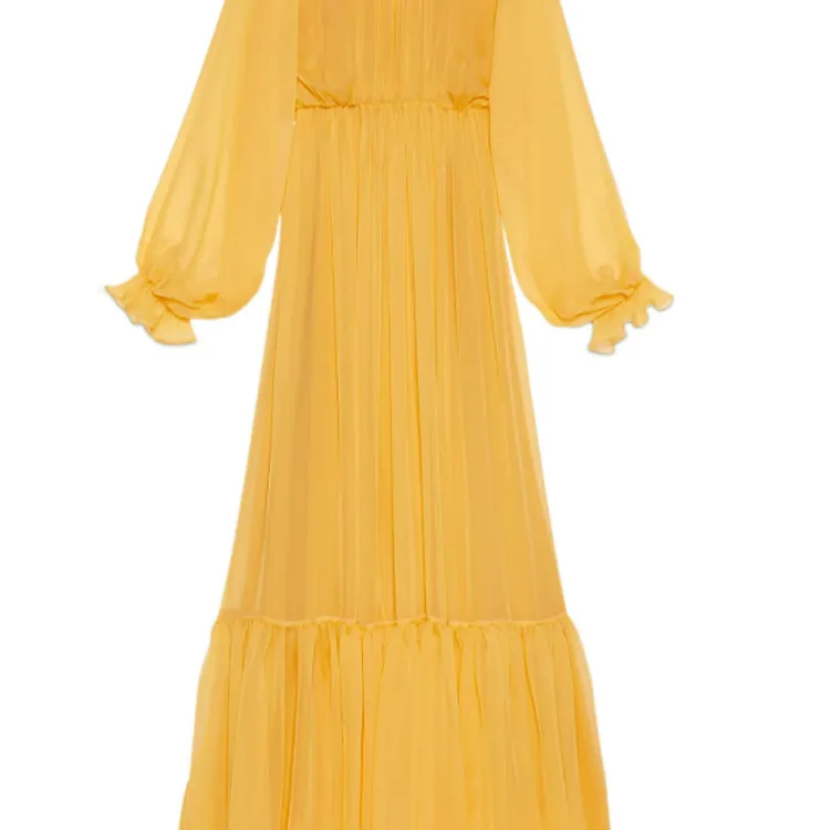 GUCCI Long Sleeved Dress Women's Yellow-4