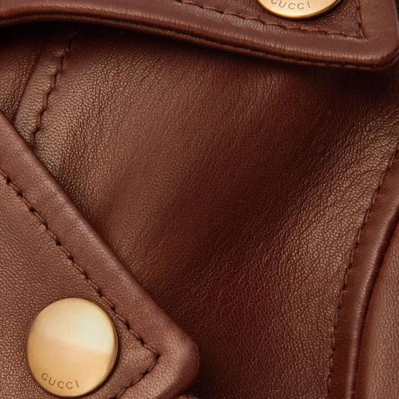 GUCCI Leather Jacket Women's Umber-3