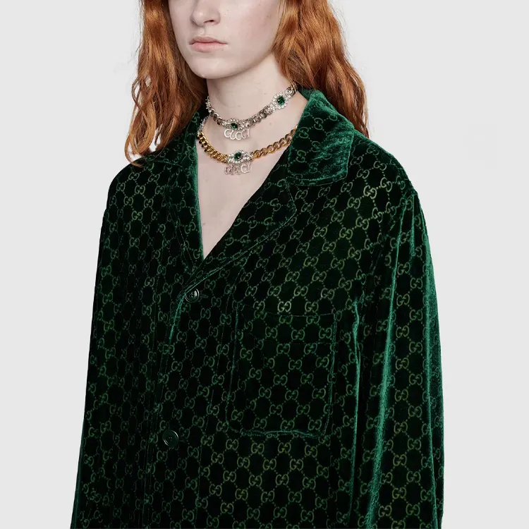GUCCI GG-jacquard Velvet Shirt-4