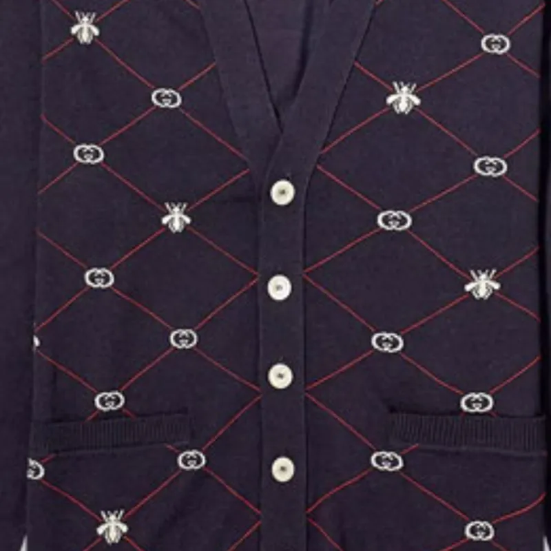 GUCCI Jacquard motif V neck Jumper-4