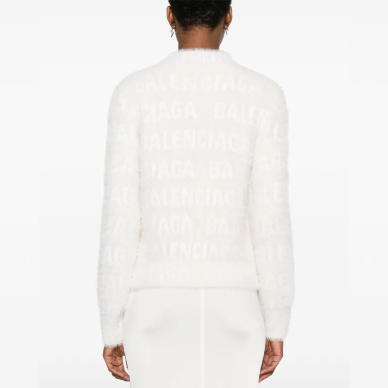 Balenciaga Allover Logo Furry Fitted Sweater-3