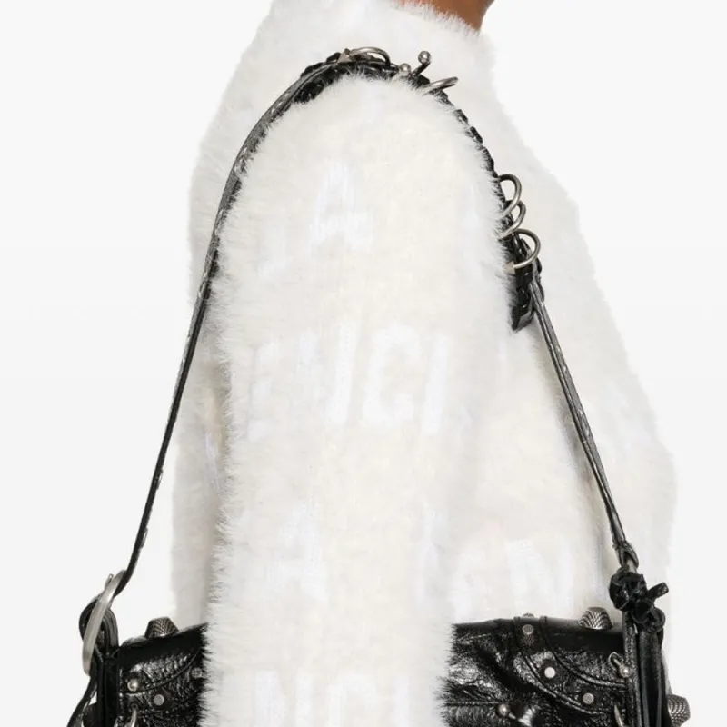 Balenciaga Allover Logo Furry Fitted Sweater-5