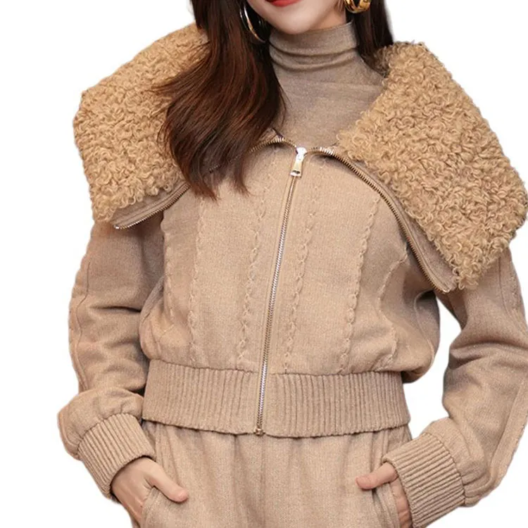 BESIONIA FW24 Cropped Coat Women's Camel-1