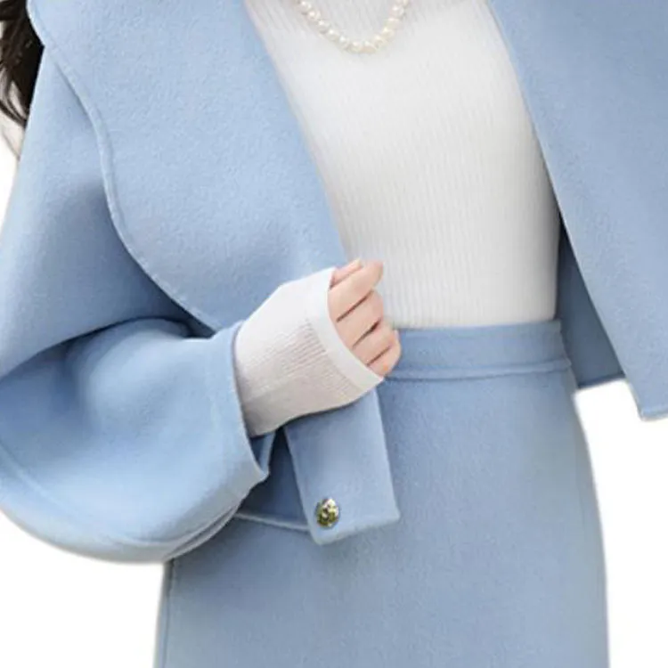 BESIONIA FW24 Cropped Coats Women's Blue-5