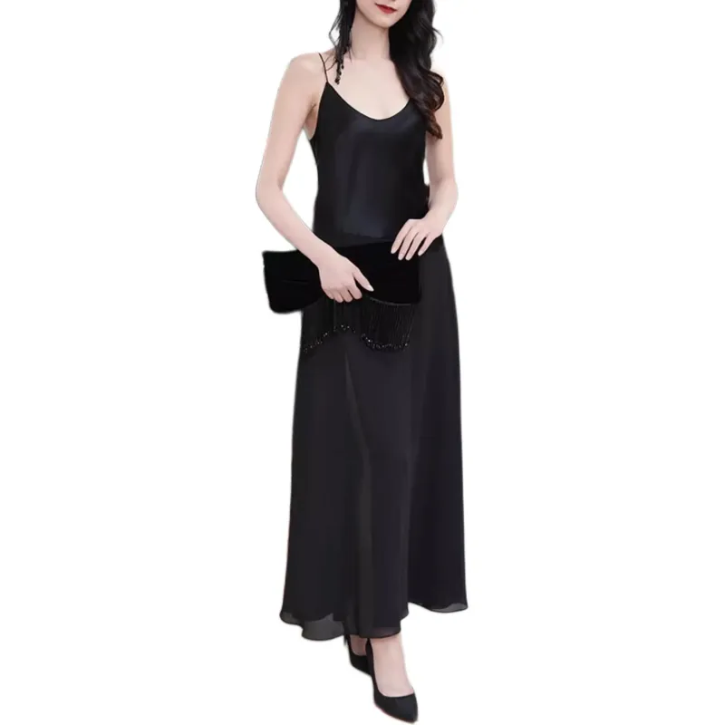 BESIONIA SS25 Slip Dresses Women's Black-1