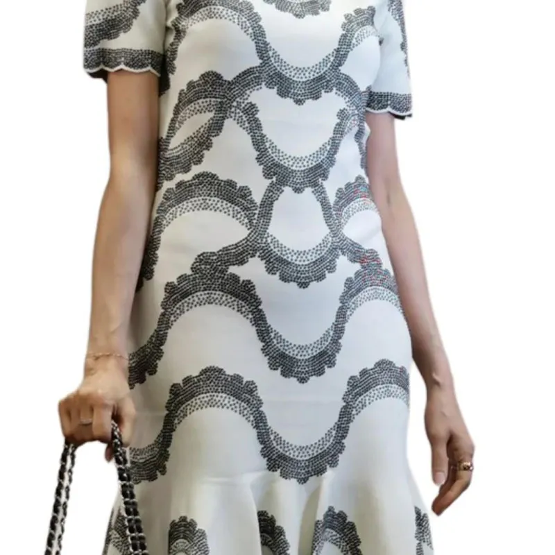 Alexander McQueen Short Sleeved Dresses Women's White Gray-4