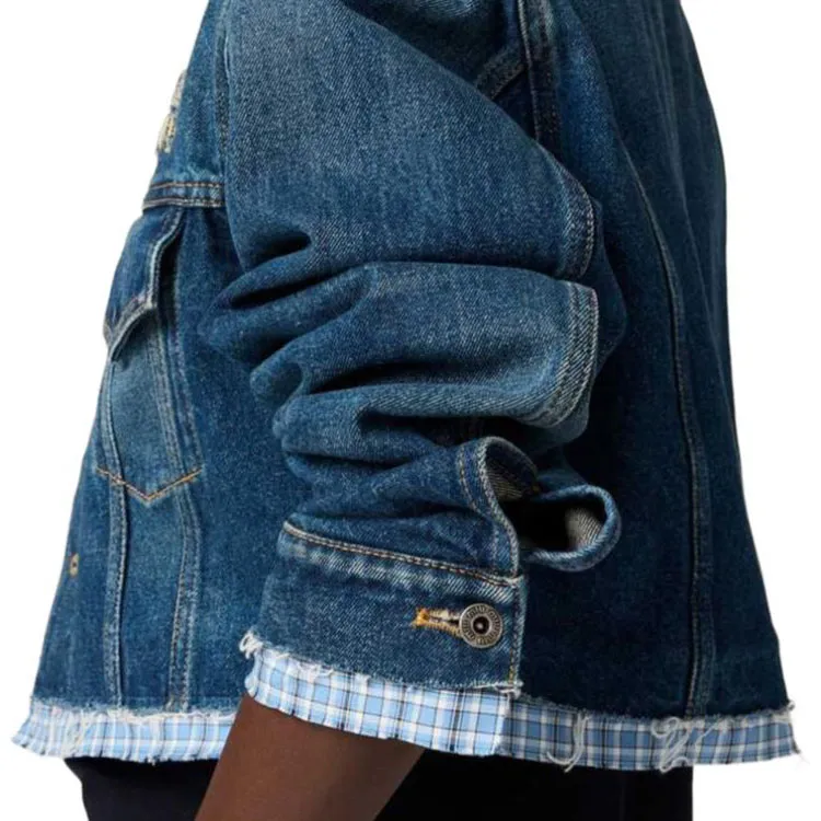 MIU MIU Layered Cropped Denim Jacket-4