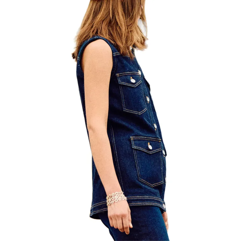 CHANEL Tank Tops Women's Dark Blue-4