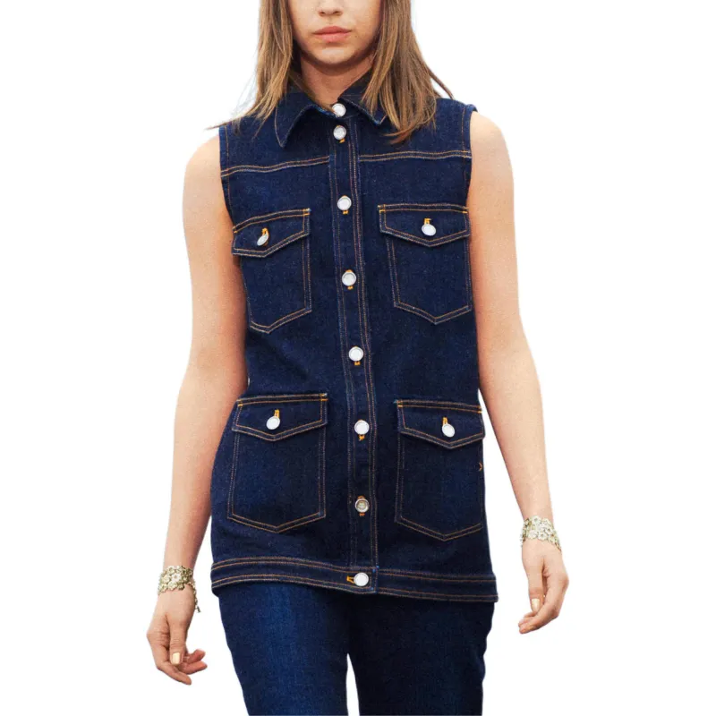 CHANEL Tank Tops Women's Dark Blue-3