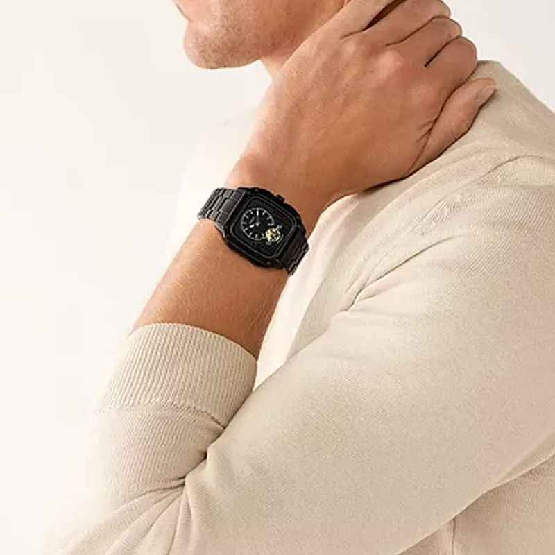 FOSSIL Wrist Watch Automatic Mechanical Movement Stainless Steel Strap 42mm Black Dial Unisex-4