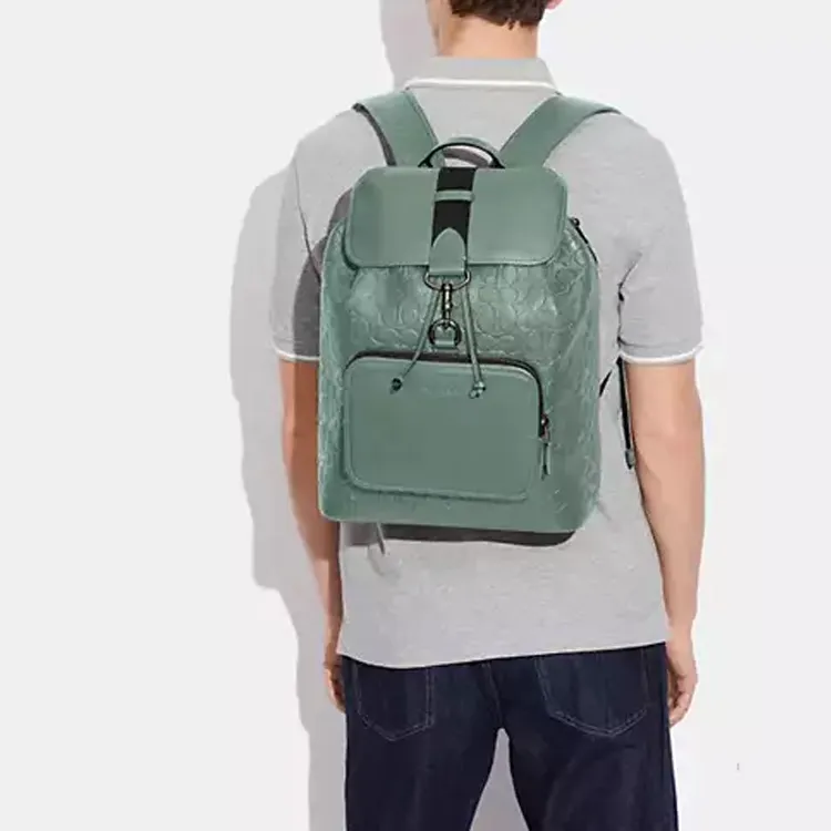 COACH Sullivan Calfskin Backpack Large Size Women's Sage Green-3