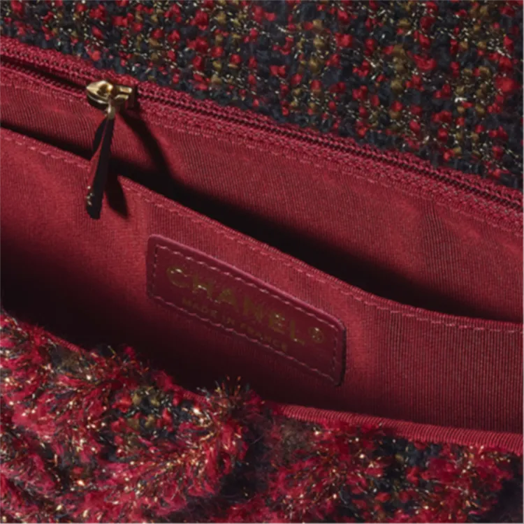CHANEL Classic Flap CF Tweed Shoulder Bag, Crossbody Bag Women's Red-3